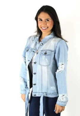 JAQUETA JEANS FEMININA DESTROYED - Jeans