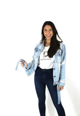 JAQUETA JEANS FEMININA DESTROYED - Jeans