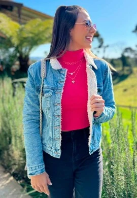 JAQUETA JEANS FEMININA FORRADA COM PELO  COSH JEANS - Jeans