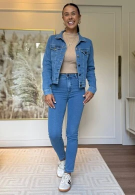 JAQUETA JEANS MOLETOM FEMININA REGI  COSH JEANS - Jeans