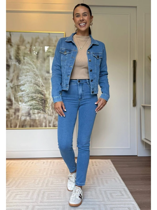 JAQUETA JEANS MOLETOM FEMININA REGI  COSH JEANS - Jeans
