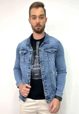 JAQUETA JEANS MOLETOM MARMORIZADA MASCULINA - COSH JEANS - Jeans