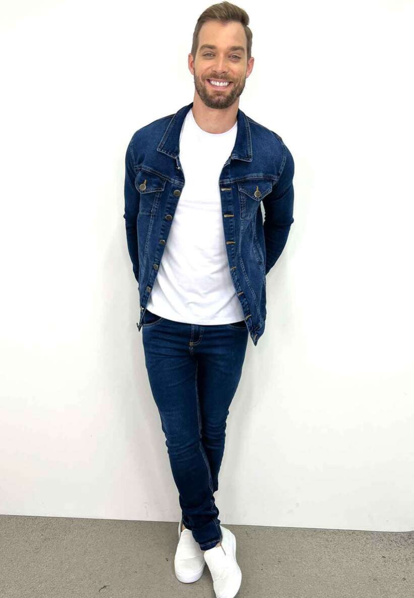 Jaqueta moletom jeans sales masculina