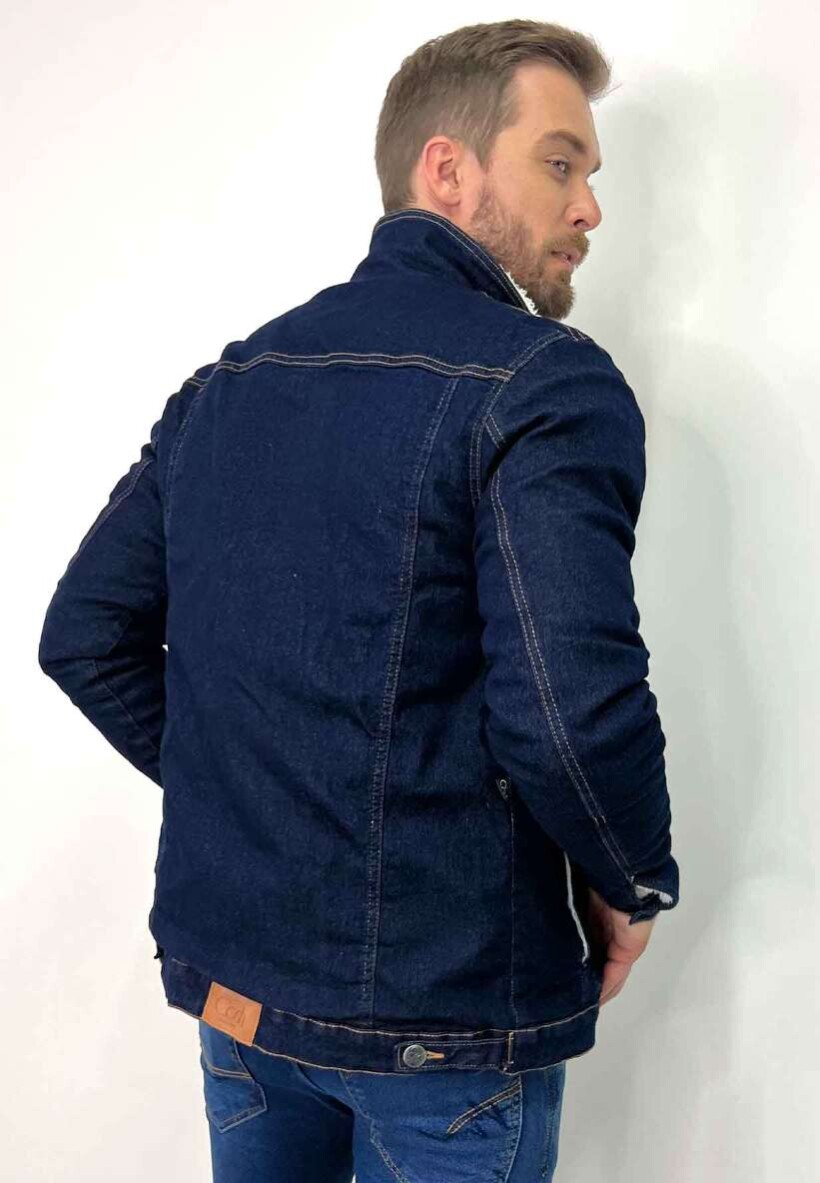 Jaqueta jeans peluciada sales masculina
