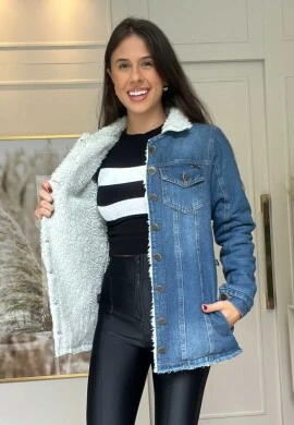 JAQUETA JEANS PELUCIADA MAX FEMININA - COSH JEANS - Jeans