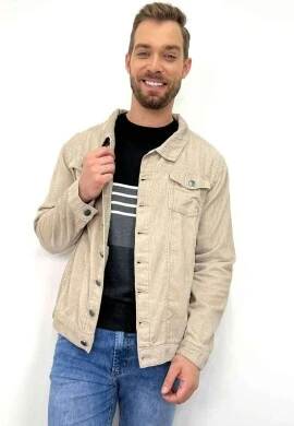 JAQUETA MASCULINA VELUDO - Areia