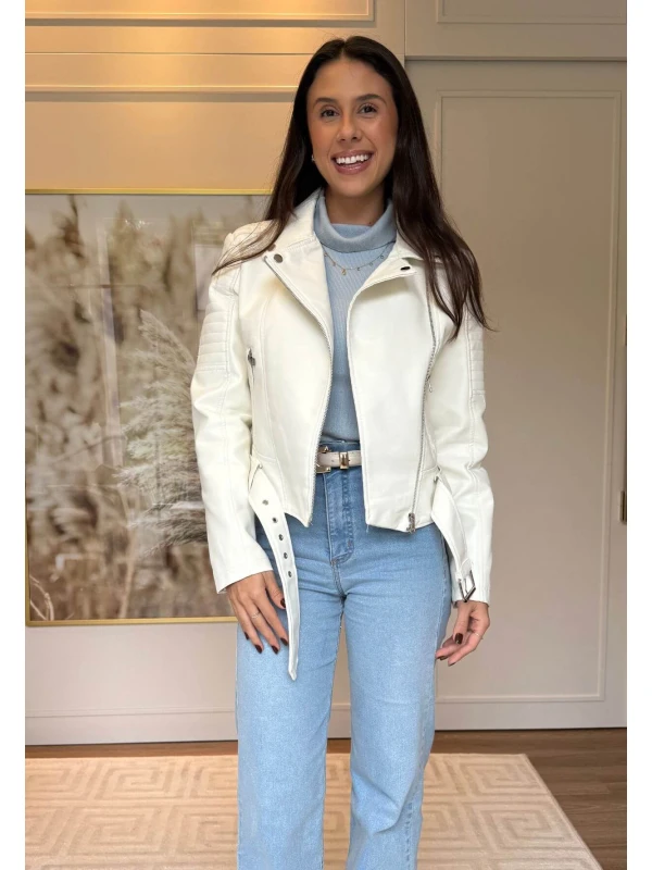 JAQUETA MONICA PU - COSH JEANS - Branco