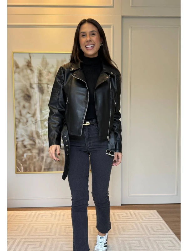 JAQUETA MONICA PU - COSH JEANS - Preto
