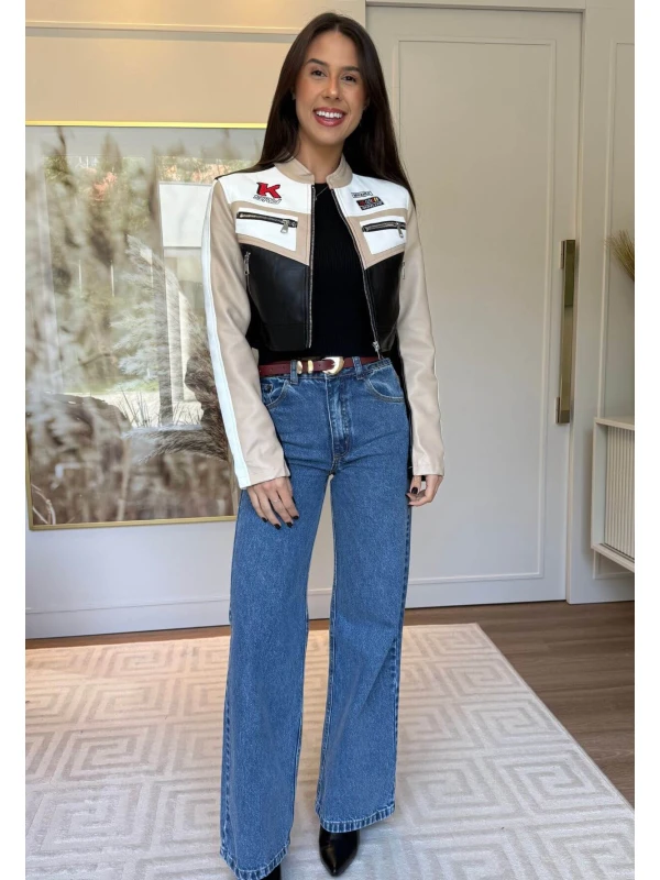 JAQUETA PU F1 - COSH JEANS - Bege