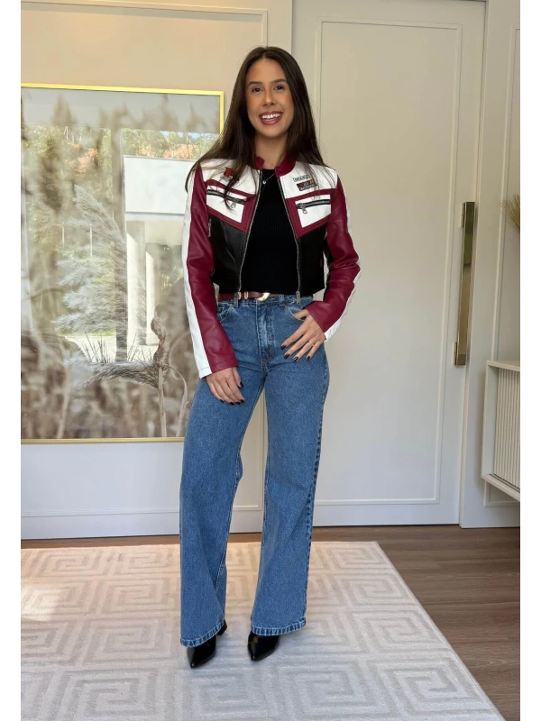 JAQUETA PU F1 - COSH JEANS - Bordo
