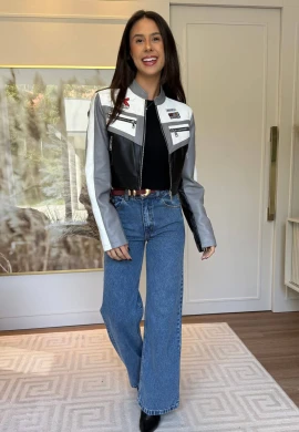 JAQUETA PU F1 - COSH JEANS - Cinza