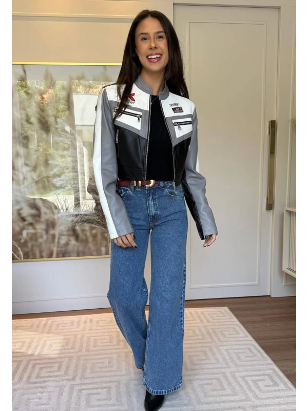 JAQUETA PU F1 - COSH JEANS - Cinza