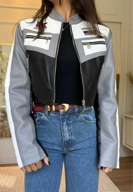 JAQUETA PU F1 - COSH JEANS - Cinza