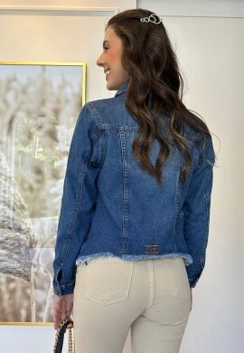 JAQUETA SUPER STONADA DESFIADA FEMININA - COSH - Jeans