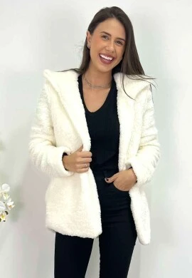 JAQUETA TEDDY FEMININA DA NEGA RIO  COSH JEANS - Off white