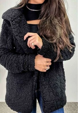 JAQUETA TEDDY FEMININA DA NEGA RIO  COSH JEANS - Preto