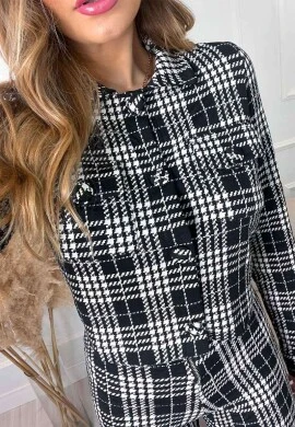 JAQUETA XADREZ PARADO NO AR  COSH JEANS - Preto