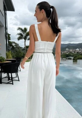 MACACÃO LONGO POLIANA - COSH JEANS - Branco