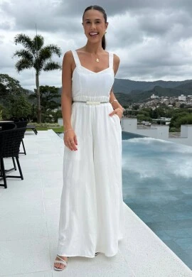 MACACÃO LONGO POLIANA - COSH JEANS - Branco