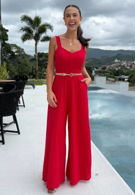 MACACÃO LONGO POLIANA - COSH JEANS - Vermelho
