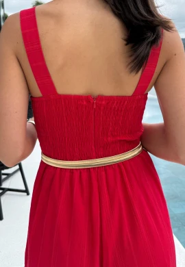 MACACÃO LONGO POLIANA - COSH JEANS - Vermelho