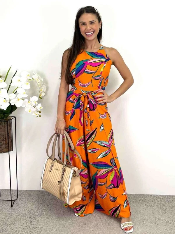MACACÃO ENVELOPE - COSH JEANS - Laranja
