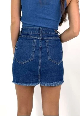 MINI SAIA C/ ZIPER FRONTAL ATÉ A BARRA - Jeans