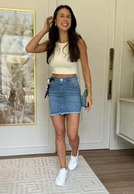 MINI SAIA JEANS COM LENÇO FEMININA - COSH JEANS - Jeans