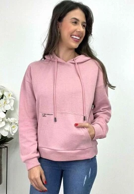 MOLETOM CANGURU COM CAPUZ FEMININO  COSH JEANS - Rosa