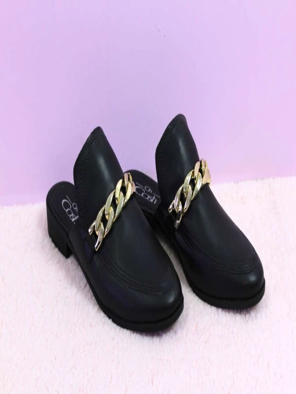 MULE CORRENTE DOURADA - Preto