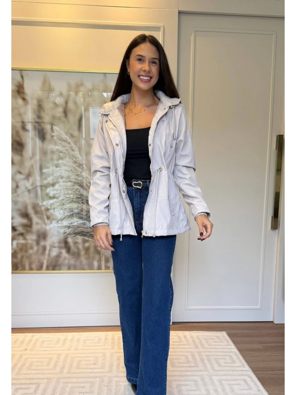 PARKA ADRIANA PELUCIADA COM CAPUZ - COSH JEANS - Nude