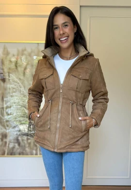 PARKA DUPLA FACE FEMININA PAMELA - COSH JEANS - Caqui