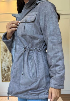 PARKA DUPLA FACE FEMININA PAMELA - COSH JEANS - Cinza