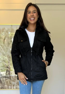 PARKA DUPLA FACE FEMININA PAMELA - COSH JEANS - Preto