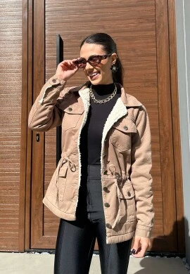 PARKA FEMININA PELUCIADA AYLA - COSH - Camurça