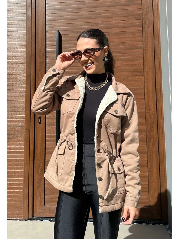 PARKA FEMININA PELUCIADA AYLA - COSH - Camurça