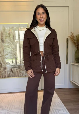 PARKA FEMININA PELUCIADA AYLA - COSH - Marrom