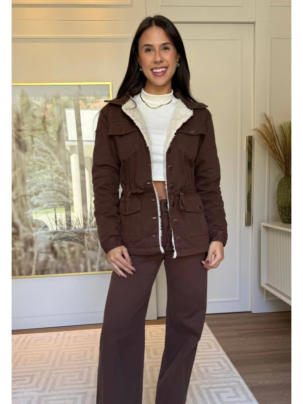 PARKA FEMININA PELUCIADA AYLA - COSH - Marrom