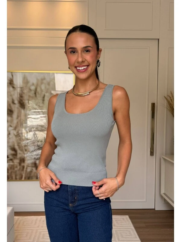 REGATA FEMININA LETICIA- COSH JEANS - Cinza
