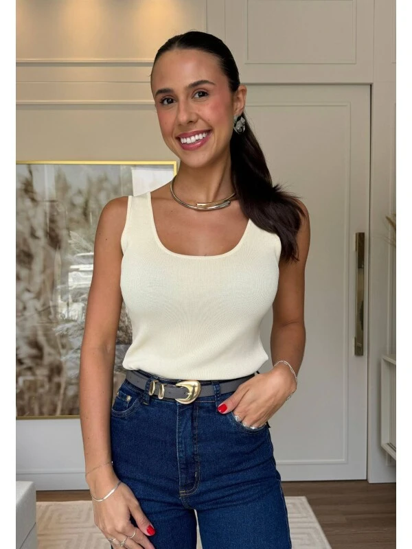 REGATA FEMININA LETICIA- COSH JEANS - Creme