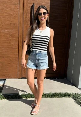 REGATA LISTRAS LUANA - COSH JEANS - Branca/preto