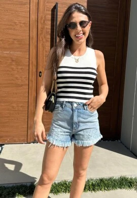 REGATA LISTRAS LUANA - COSH JEANS - Branca/preto