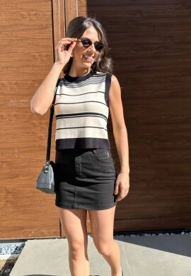 REGATA LISTRAS SOFIA - COSH JEANS - Branca/preto