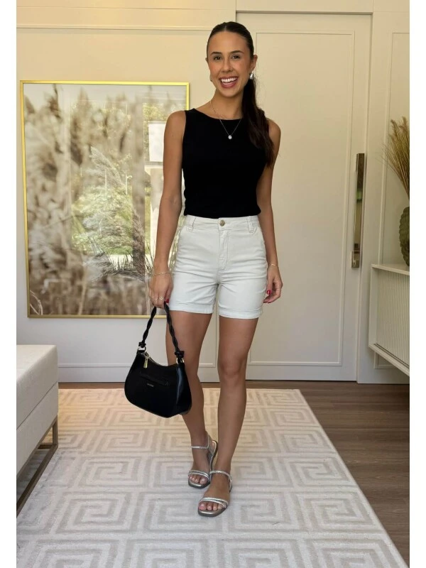 REGATA MARIELE CANELADA STYLE - COSH JEANS - Preto