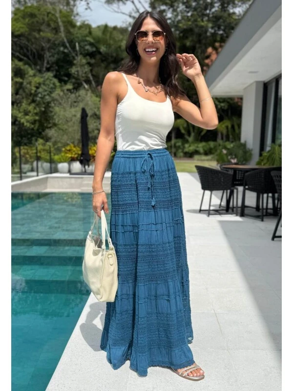 SAIA LONGA INDIANA - COSH JEANS - Azul