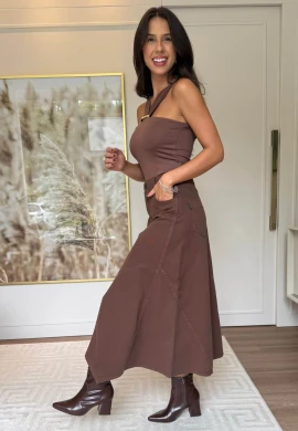 SAIA LONGA JEANS DANIELA  COSH JEANS - Marrom
