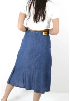 SAIA MIDI 100% ALGODÃO - Jeans