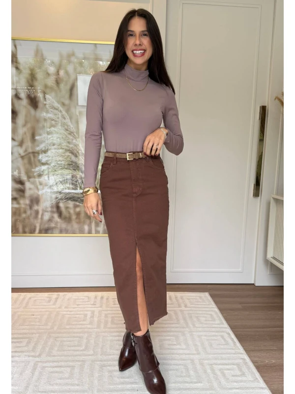 SAIA MIDI JULIA COSH - Marrom