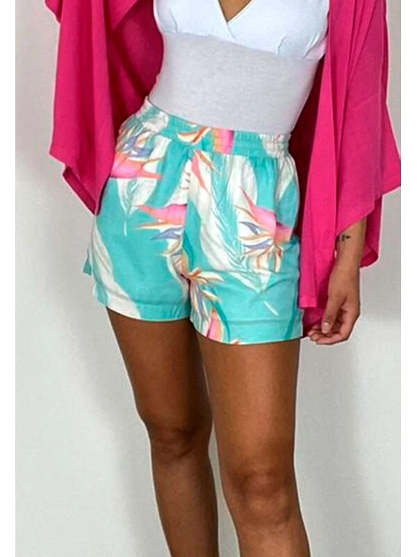 SHORT COM ELÁSTICO FEMININO - COSH JEANS - Azul