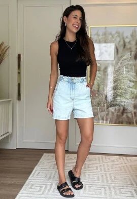 SHORT FEMININO COM ELÁSTICO ELIANA  COSH JEANS - Jeans